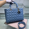 DIOR LARGE LADY BAG 32CM BLUE CANNAGE LAMBSKIN