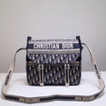 DIOR CAMP DOUBLE BUCKLE BAG 28 IN NAVY BLUE MONOGRAM OBLIQUE JACQUARD
