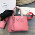 PRADA MINI 23 BAG IN PETAL PINK SAFFIANO LEATHER