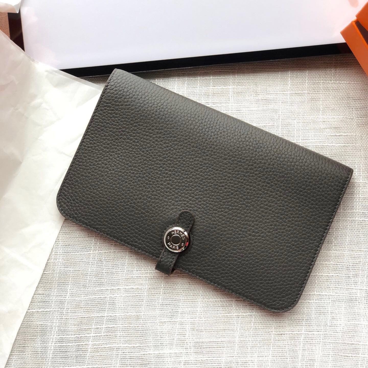 HERMES Dogon Wallet 20 Dark Brown Togo Shw