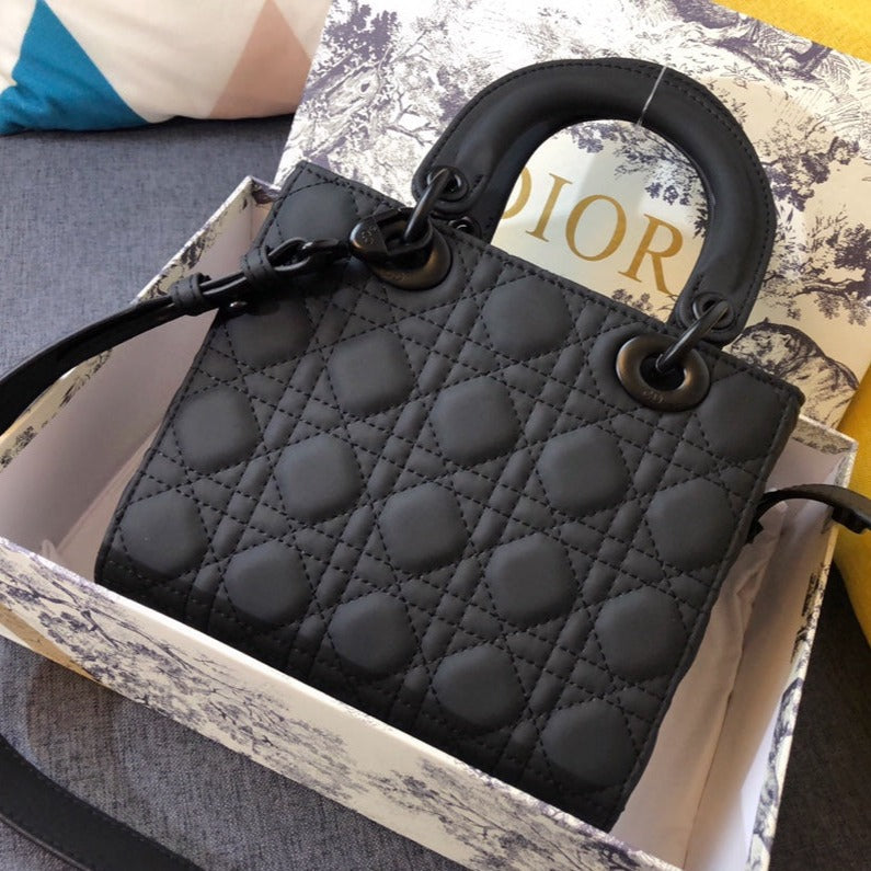 DIOR MEDIUM LADY 20 BAG IN BLACK CALFSKIN