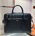 PRADA 38 BRIEFCASE IN BLACK SAFFIANO LEATHER