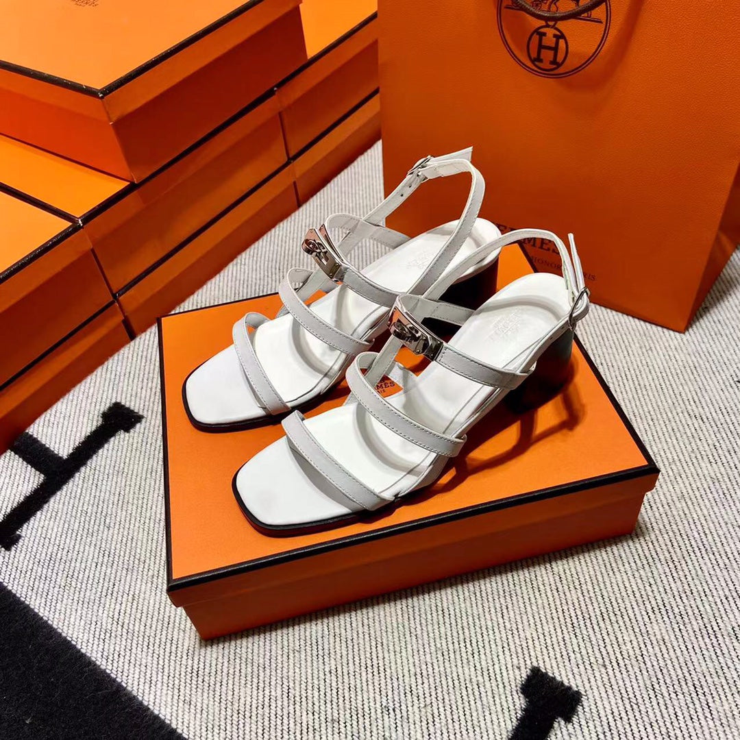 HERMES MID - SANDAL WHITE CALFSKIN