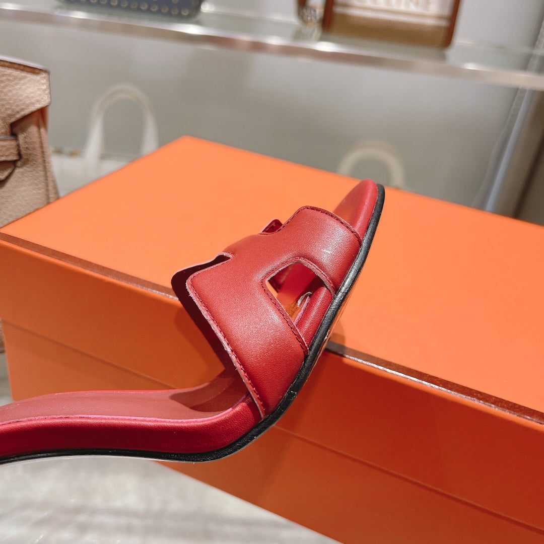 HERMES PREMIERE 115 SANDAL IN CHERRY RED CALFSKIN