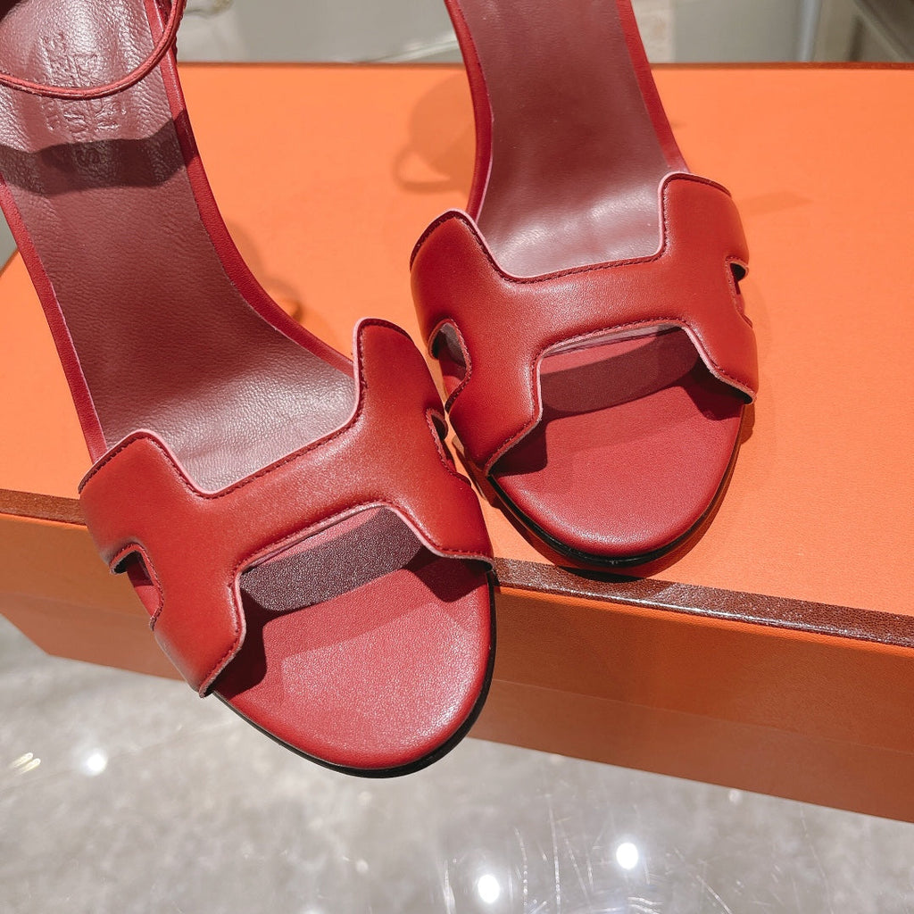 HERMES PREMIERE 115 SANDAL IN CHERRY RED CALFSKIN