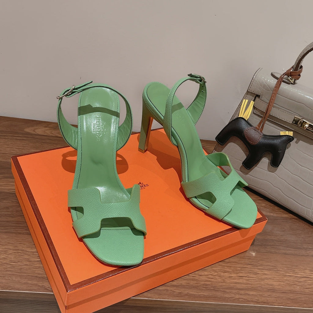 HERMES SLINGBACK SANDAL ETERNITE 105 EMERALD LAMBSKIN