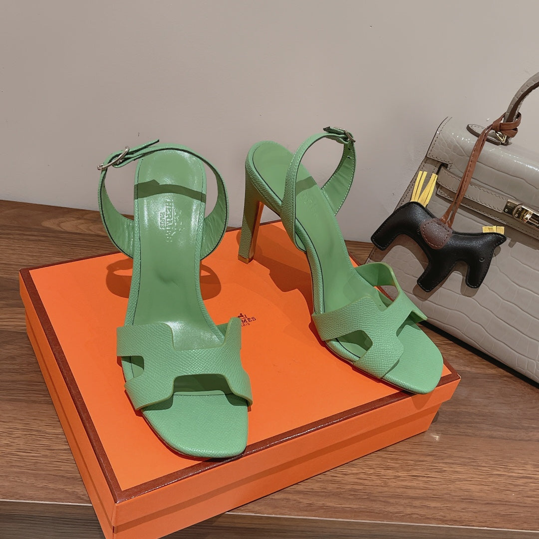 HERMES SLINGBACK SANDAL ETERNITE 105 EMERALD LAMBSKIN