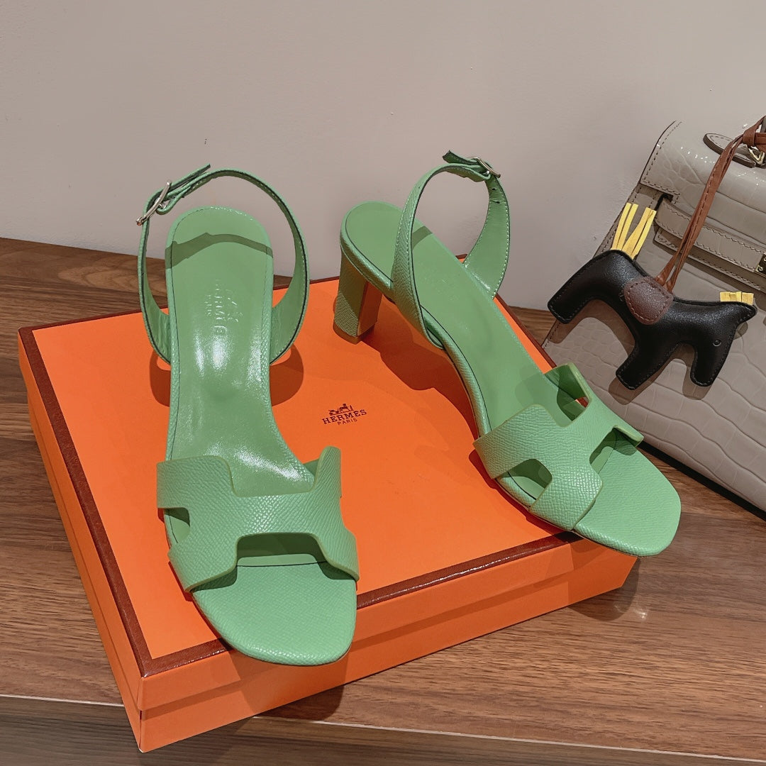 HERMES SLINGBACK SANDAL ETERNITE 75 EMERALD LAMBSKIN