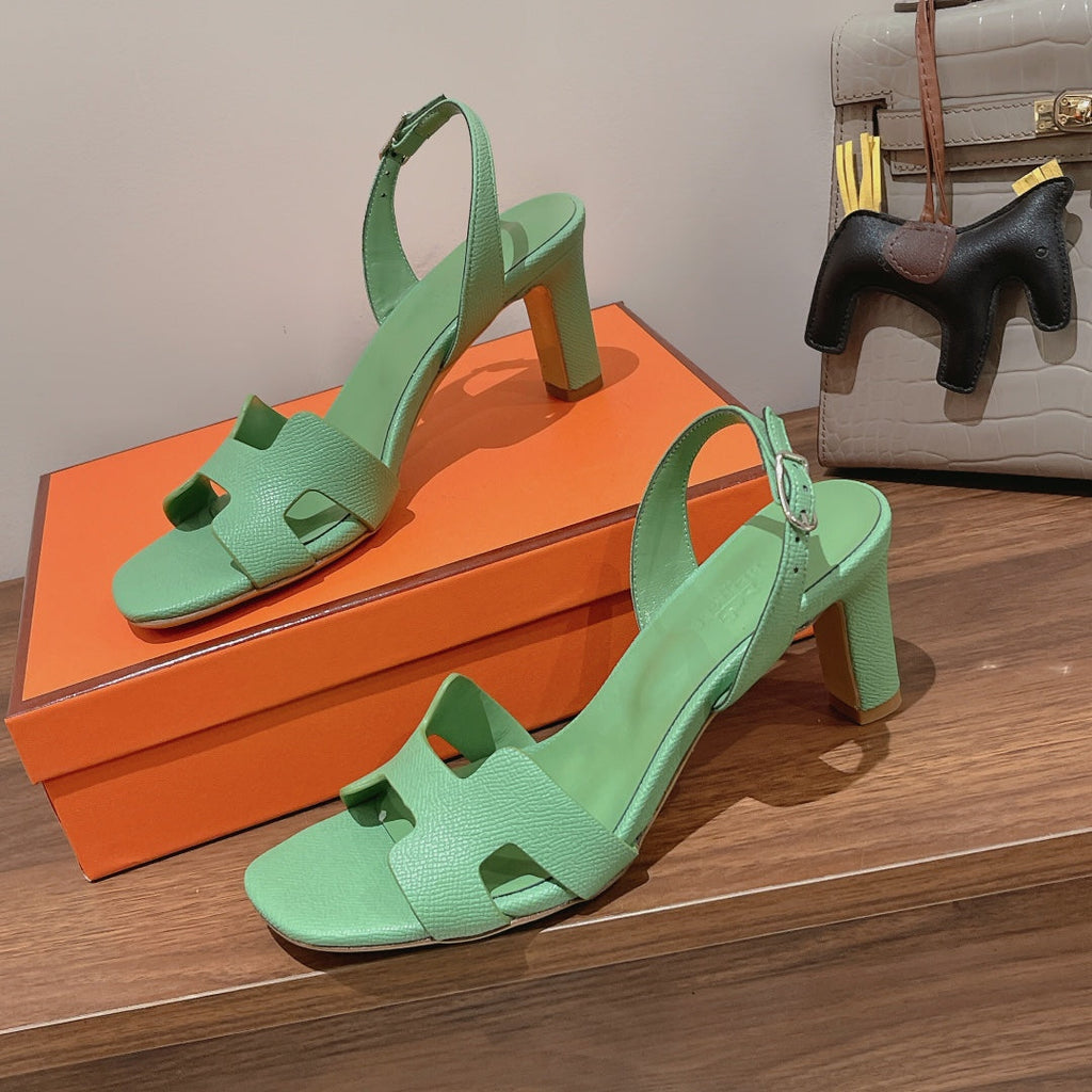 HERMES SLINGBACK SANDAL ETERNITE 75 EMERALD LAMBSKIN