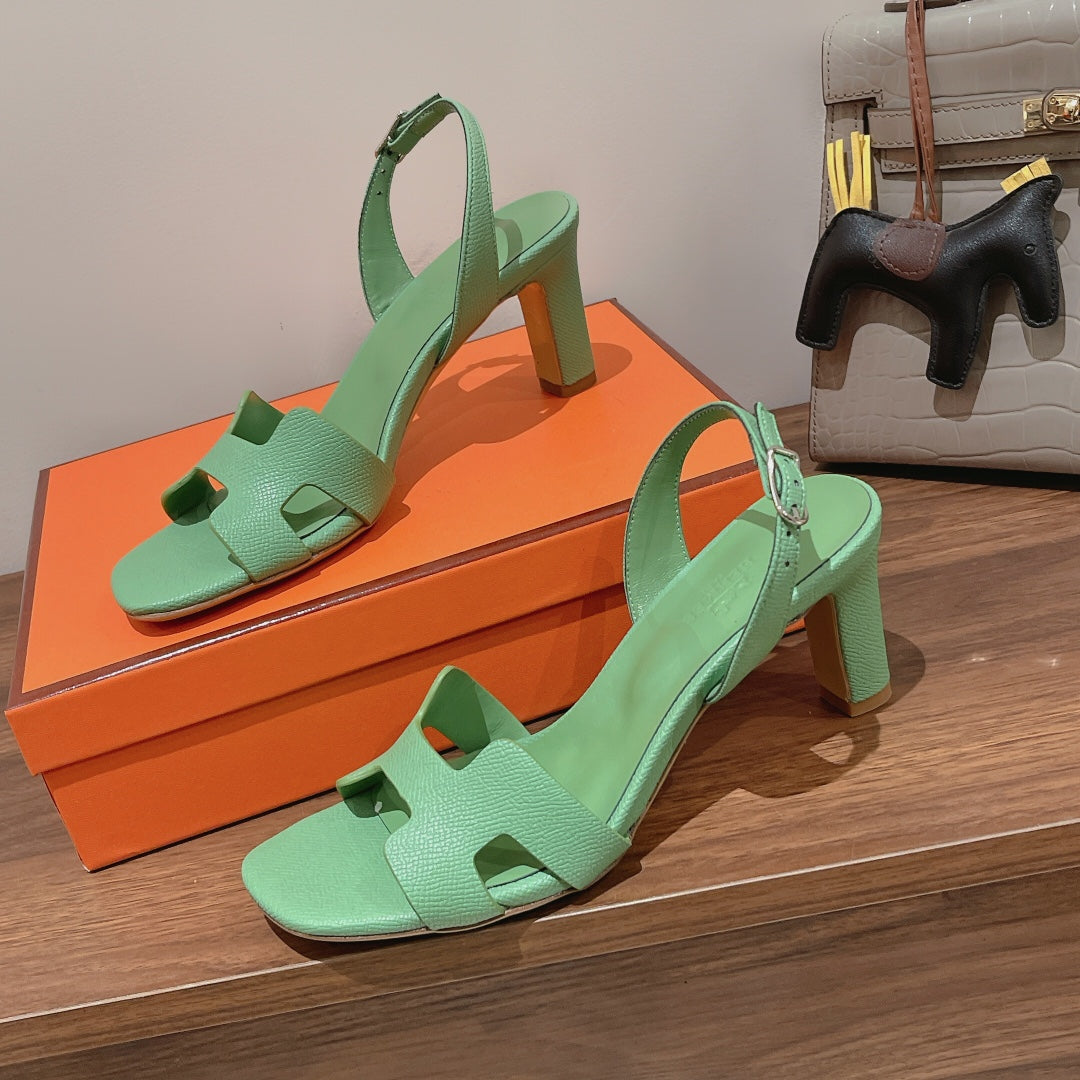 HERMES SLINGBACK SANDAL ETERNITE 75 EMERALD LAMBSKIN