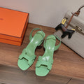 HERMES SLINGBACK SANDAL ETERNITE 75 EMERALD LAMBSKIN