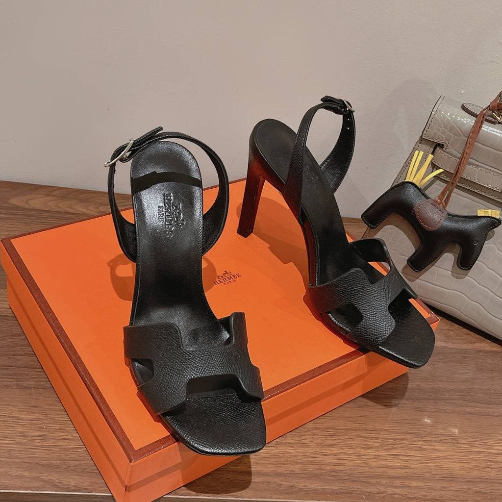 HERMES SLINGBACK SANDAL ETERNITE 105 BLACK LAMBSKIN