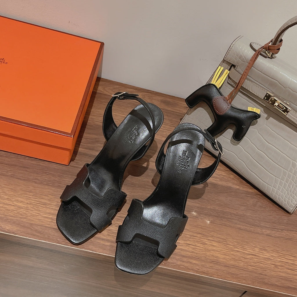HERMES SLINGBACK SANDAL ETERNITE 105 BLACK LAMBSKIN