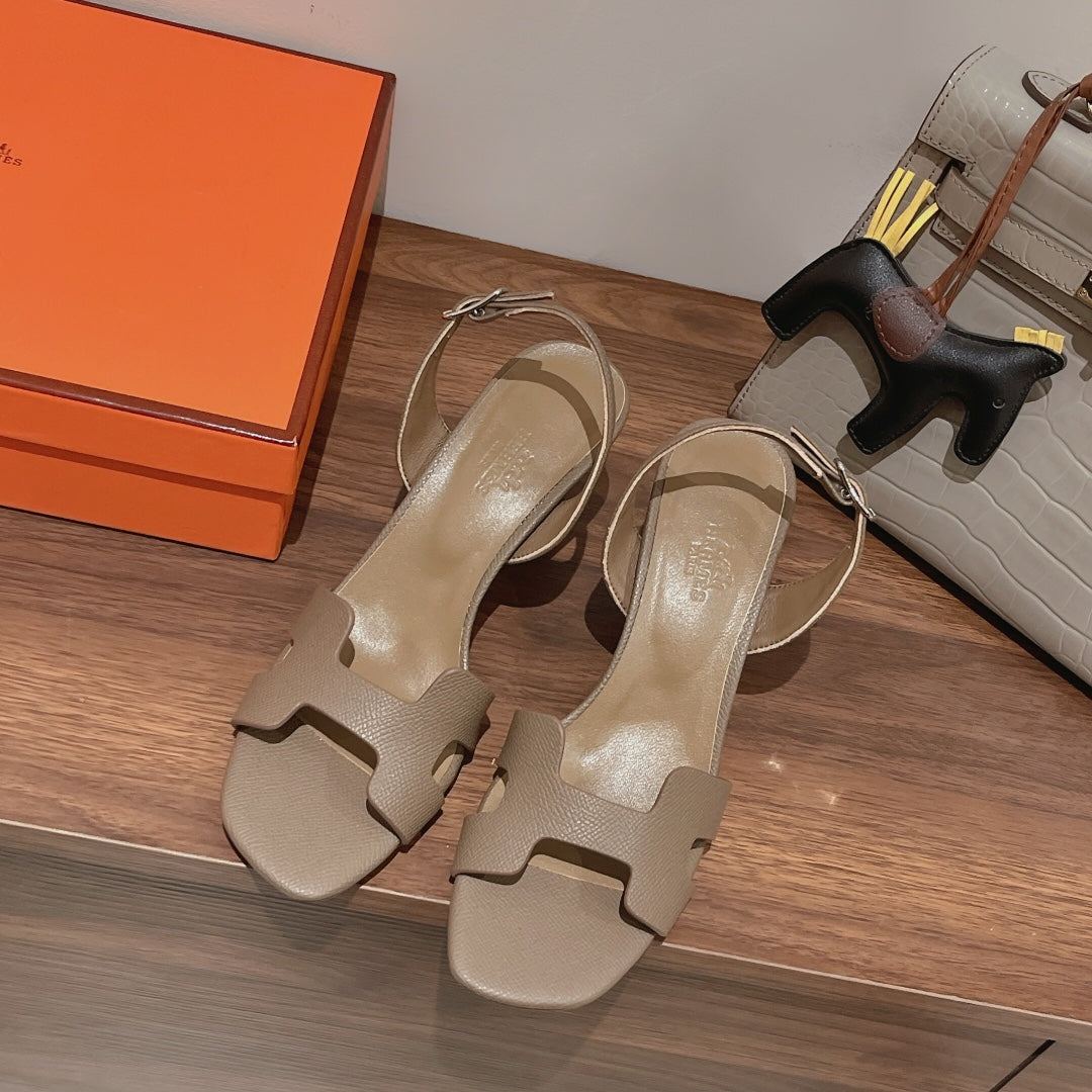 HERMES SLINGBACK SANDAL ETERNITE 75 CAMEL LAMBSKIN