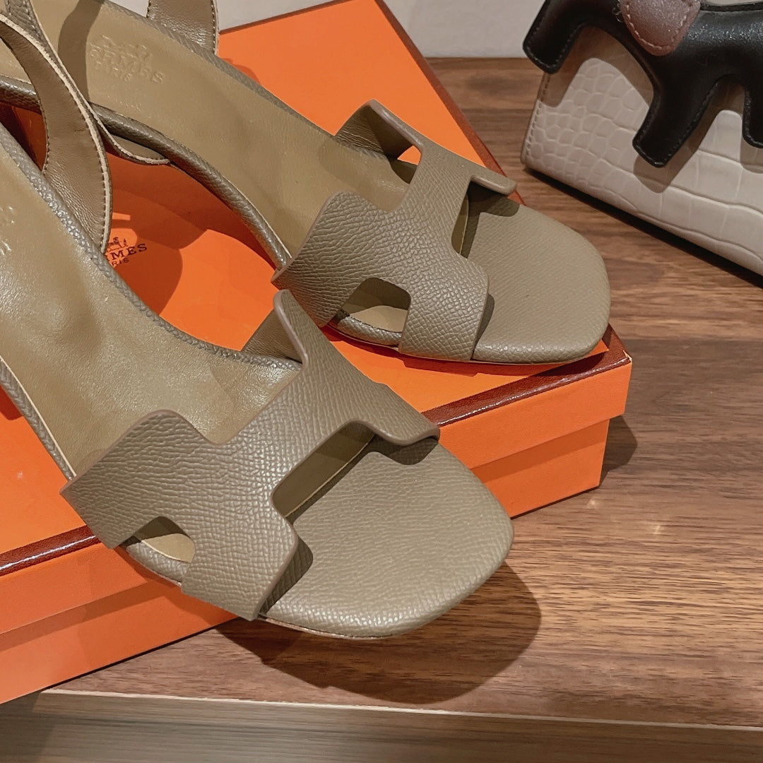 HERMES SLINGBACK SANDAL ETERNITE 75 CAMEL LAMBSKIN