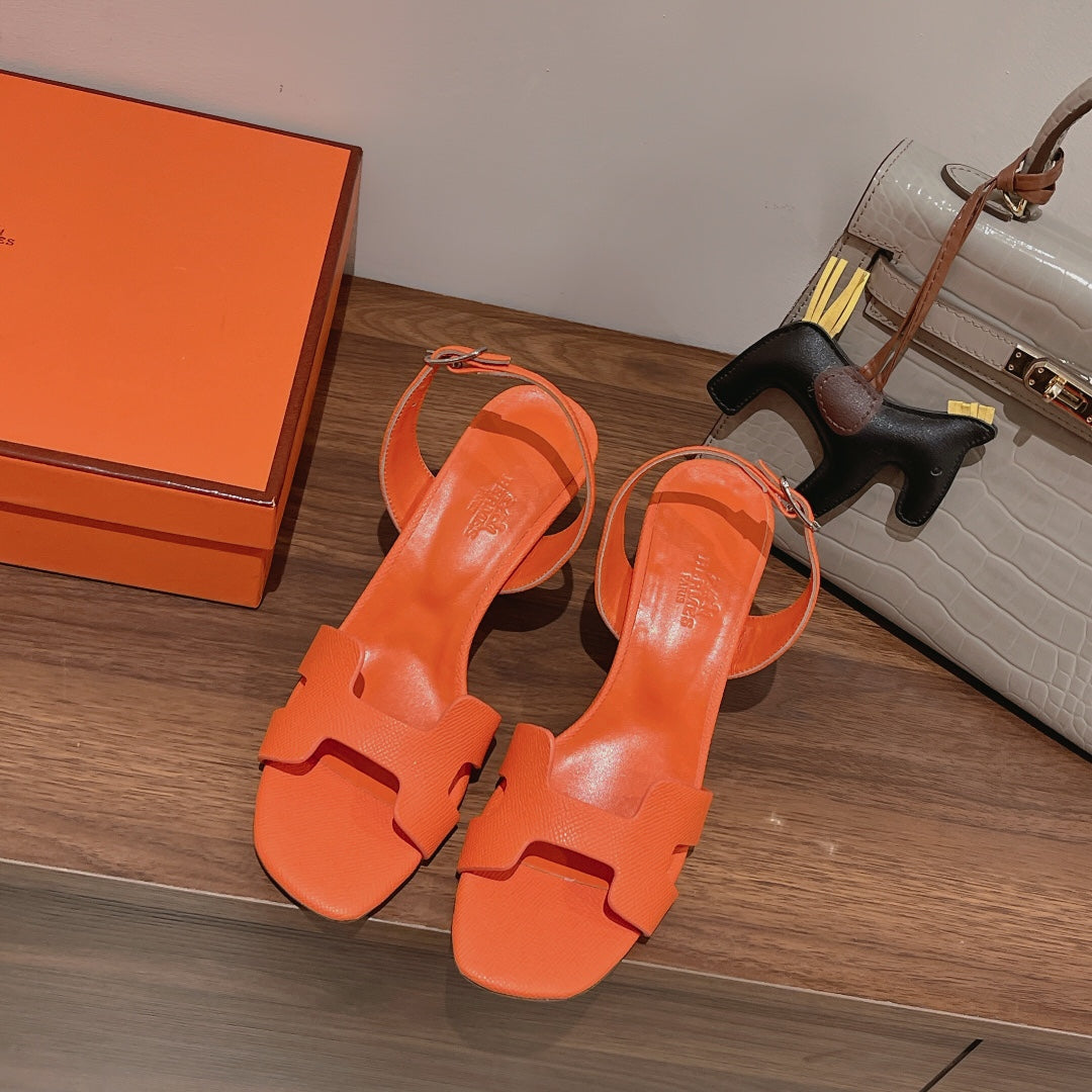 HERMES SLINGBACK SANDAL ETERNITE 75 ORANGE LAMBSKIN