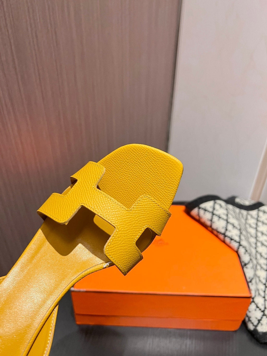 HERMES Slingback Sandal Eternite 95 Yellow