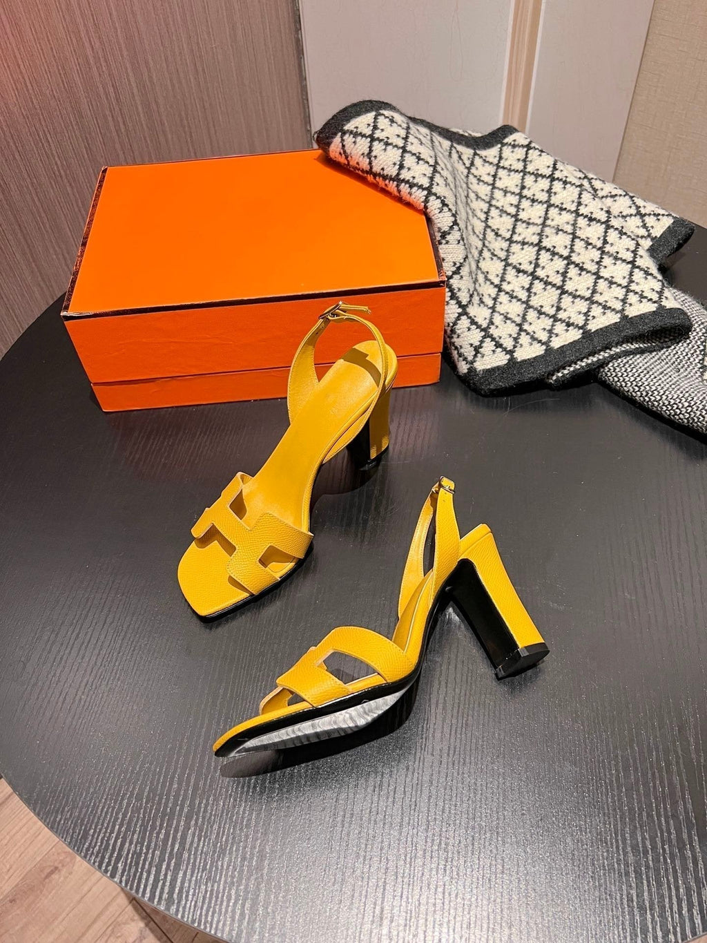 HERMES Slingback Sandal Eternite 95 Yellow