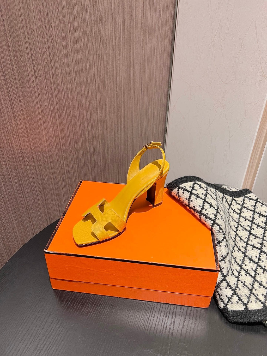 HERMES Slingback Sandal Eternite 95 Yellow