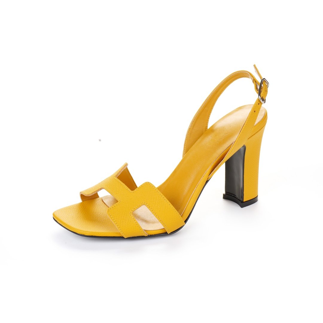 HERMES Slingback Sandal Eternite 95 Yellow