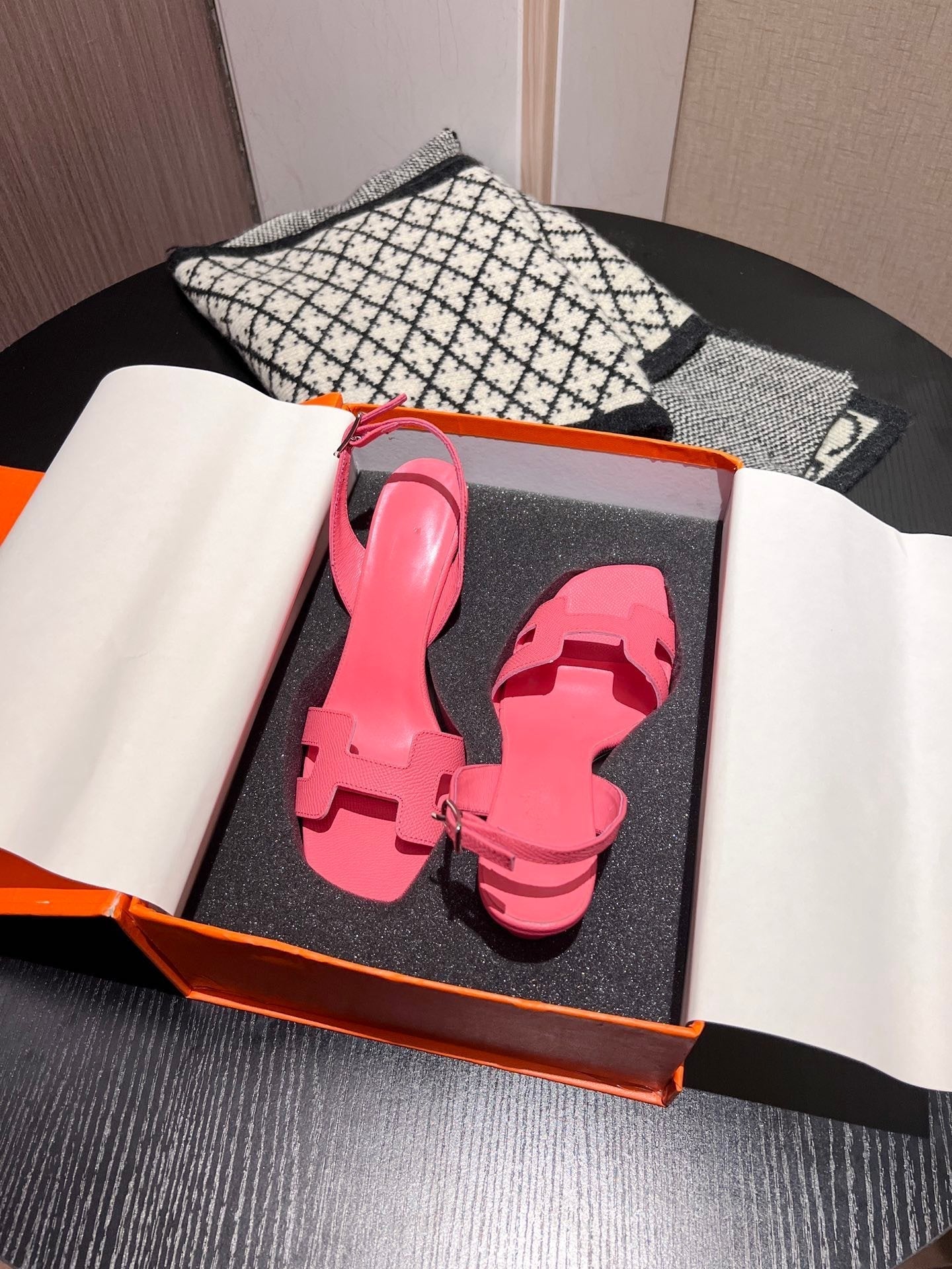 HERMES Slingback Sandal Eternite 95 Light Brick