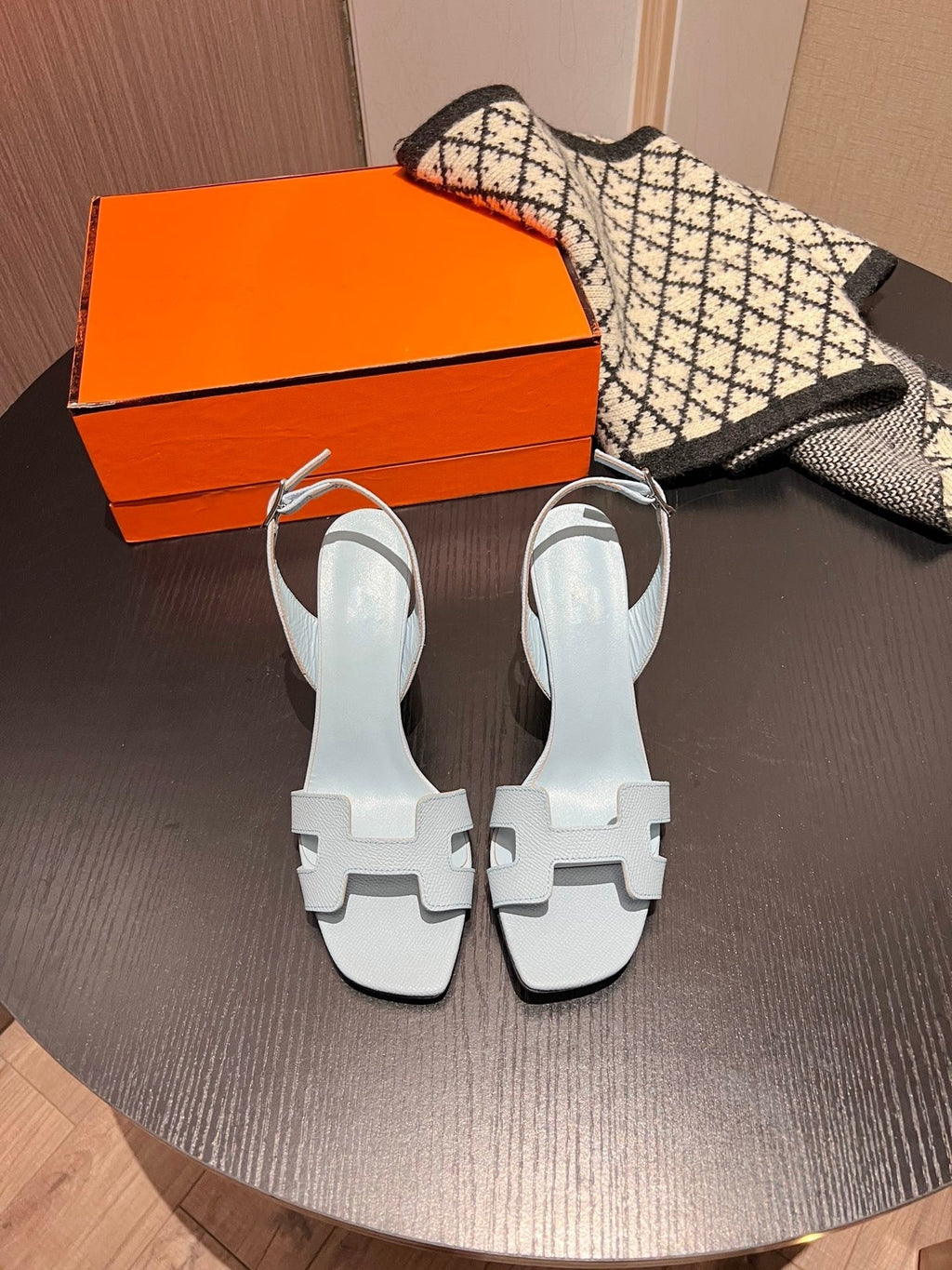 HERMES Slingback Sandal Eternite 95 Sky blue