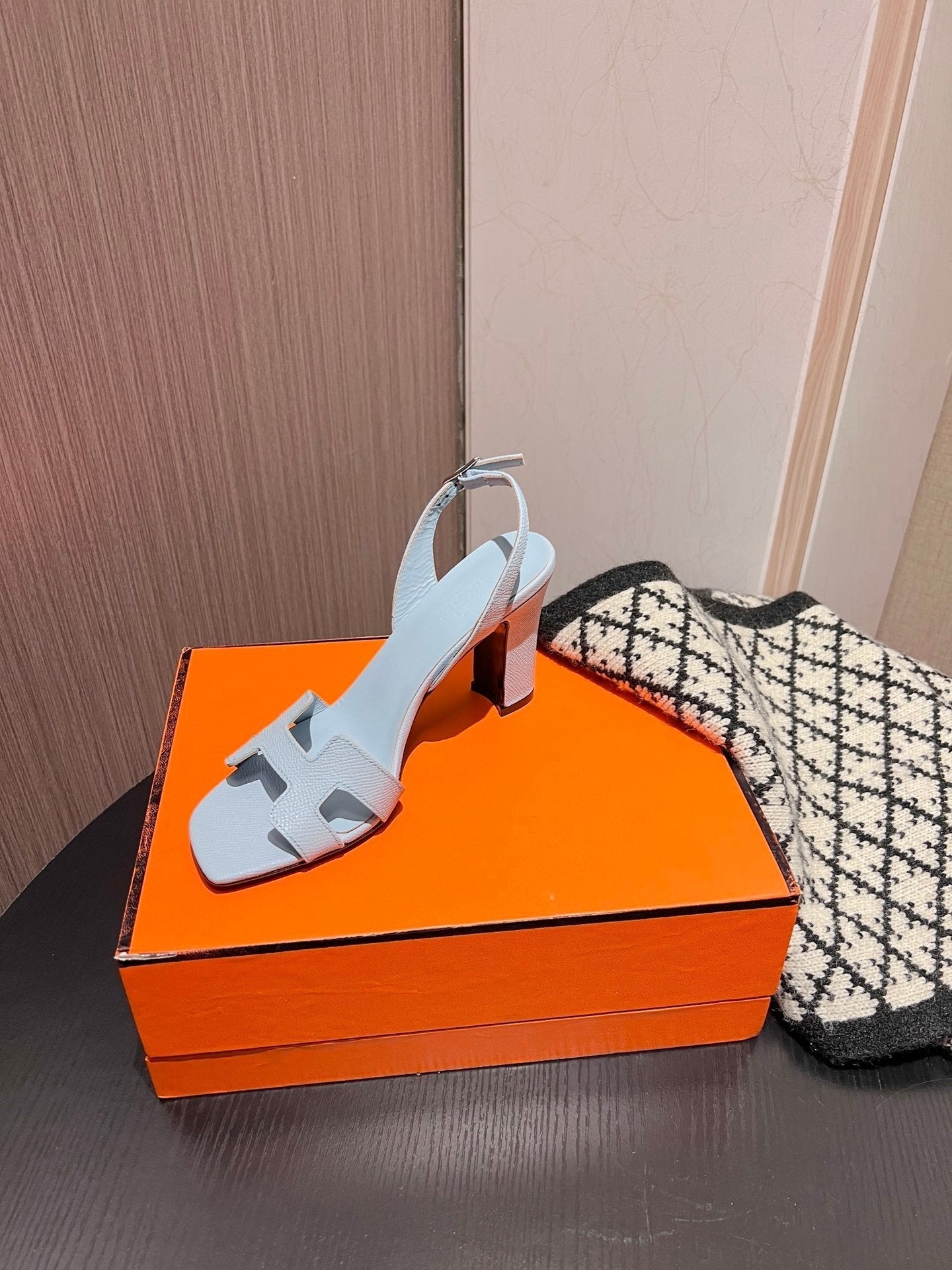 HERMES Slingback Sandal Eternite 95 Sky blue