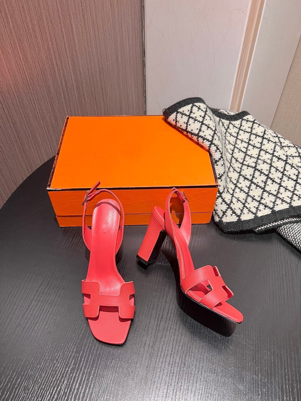 HERMES Slingback Sandal Eternite 95 Red