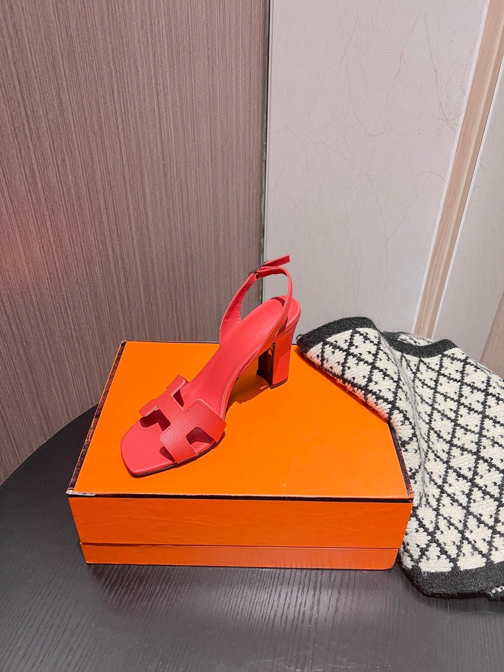 HERMES Slingback Sandal Eternite 95 Red