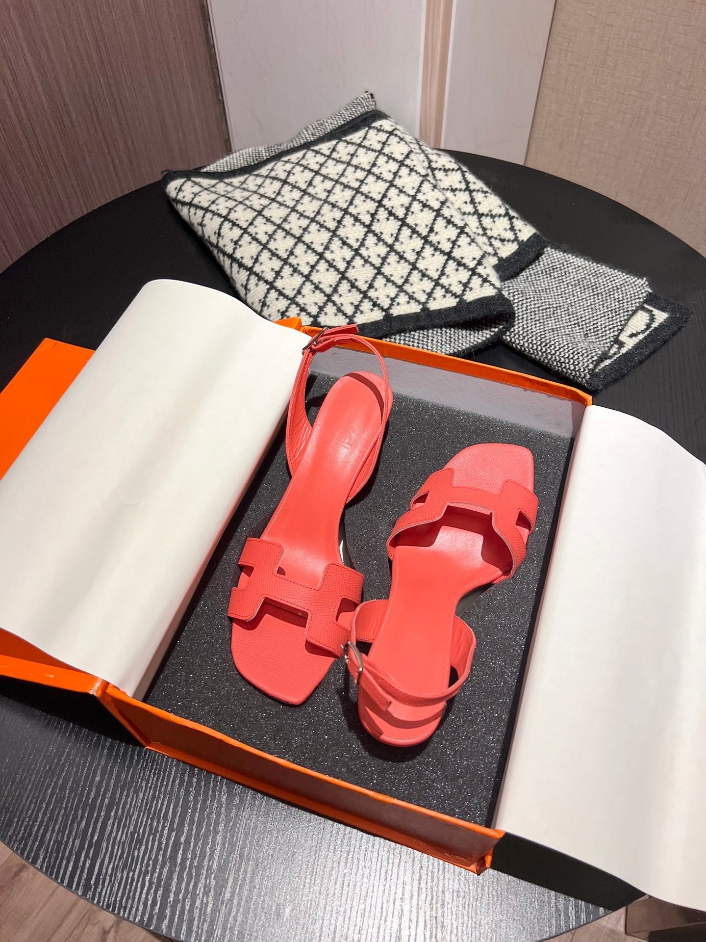 HERMES Slingback Sandal Eternite 95 Red