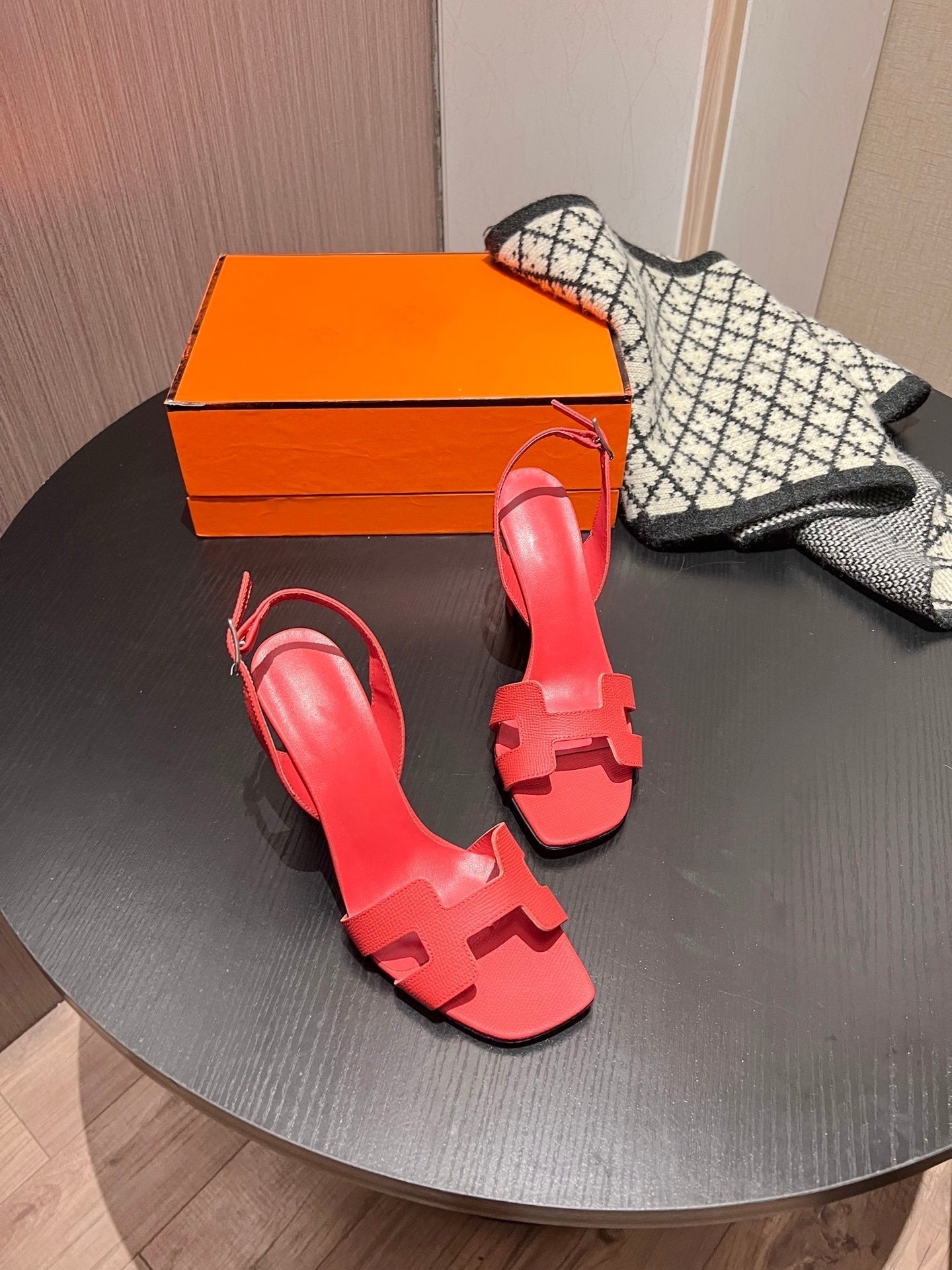 HERMES Slingback Sandal Eternite 95 Red