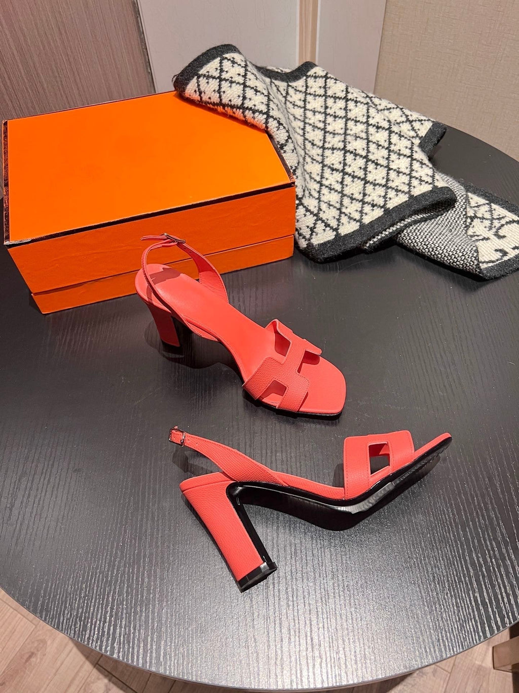HERMES Slingback Sandal Eternite 95 Red