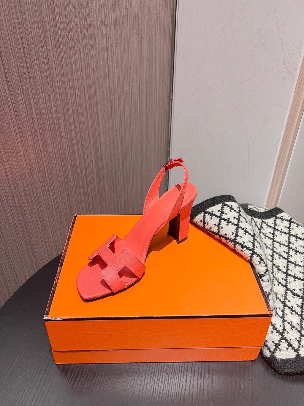HERMES Slingback Sandal Eternite 95 Red