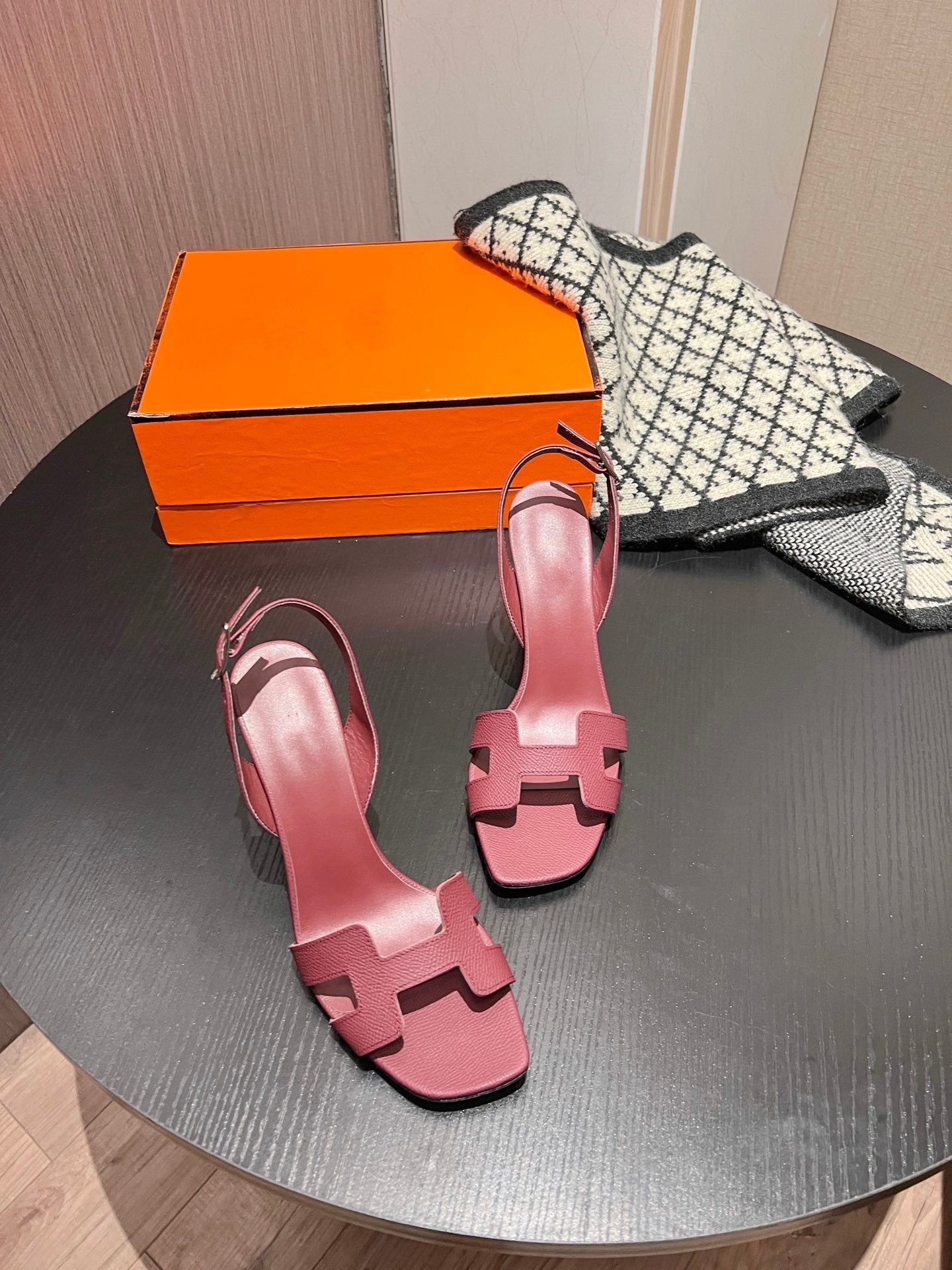 HERMES Slingback Sandal Eternite 95 Cherry