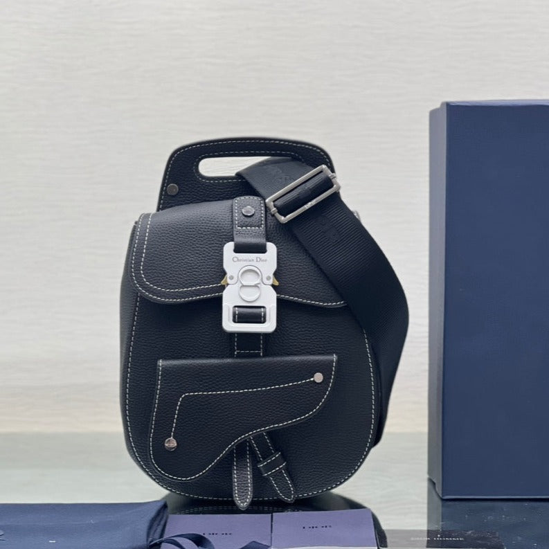 DIOR GALLOP SLING BAG 27 IN BLACK CALFSKIN