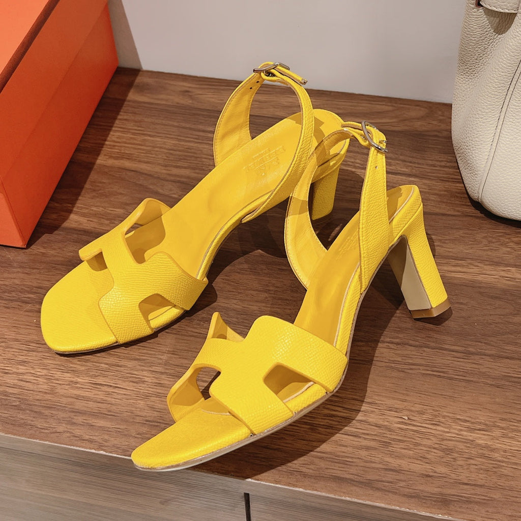 HERMES SLINGBACK SANDAL ETERNITE 75 YELLOW LAMBSKIN