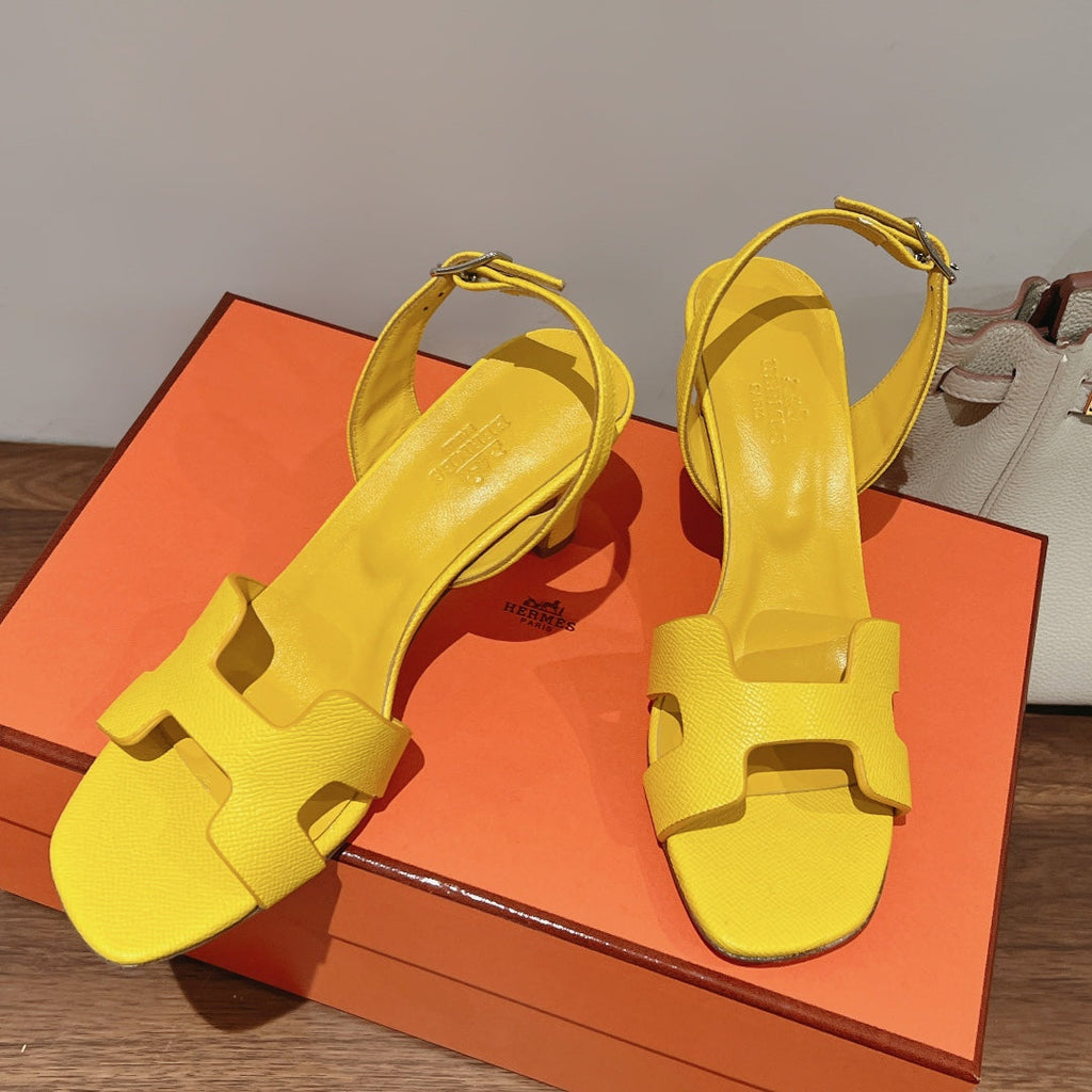 HERMES SLINGBACK SANDAL ETERNITE 75 YELLOW LAMBSKIN