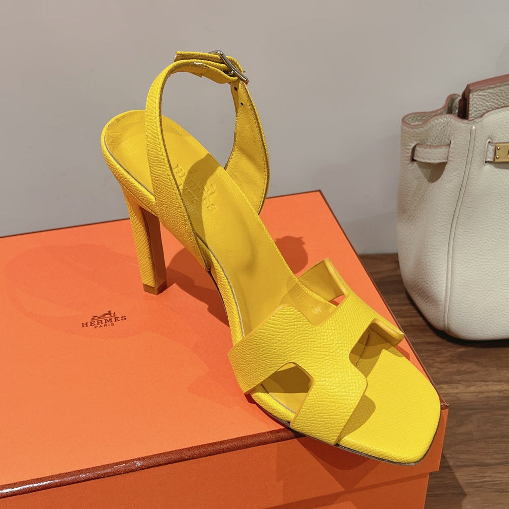 HERMES SLINGBACK SANDAL ETERNITE 105 YELLOW LAMBSKIN