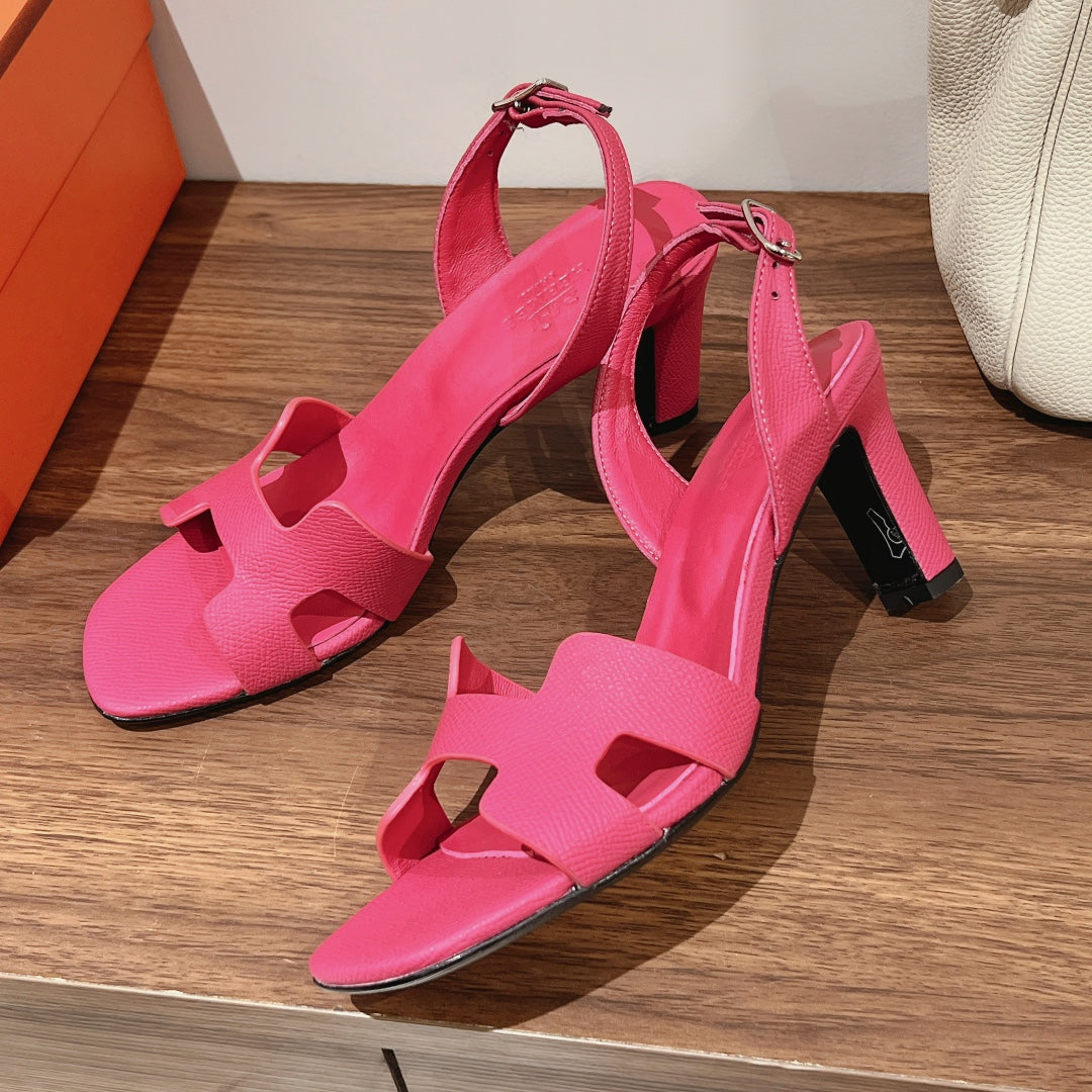 HERMES SLINGBACK SANDAL ETERNITE 75 BRIGHT PINK LAMBSKIN