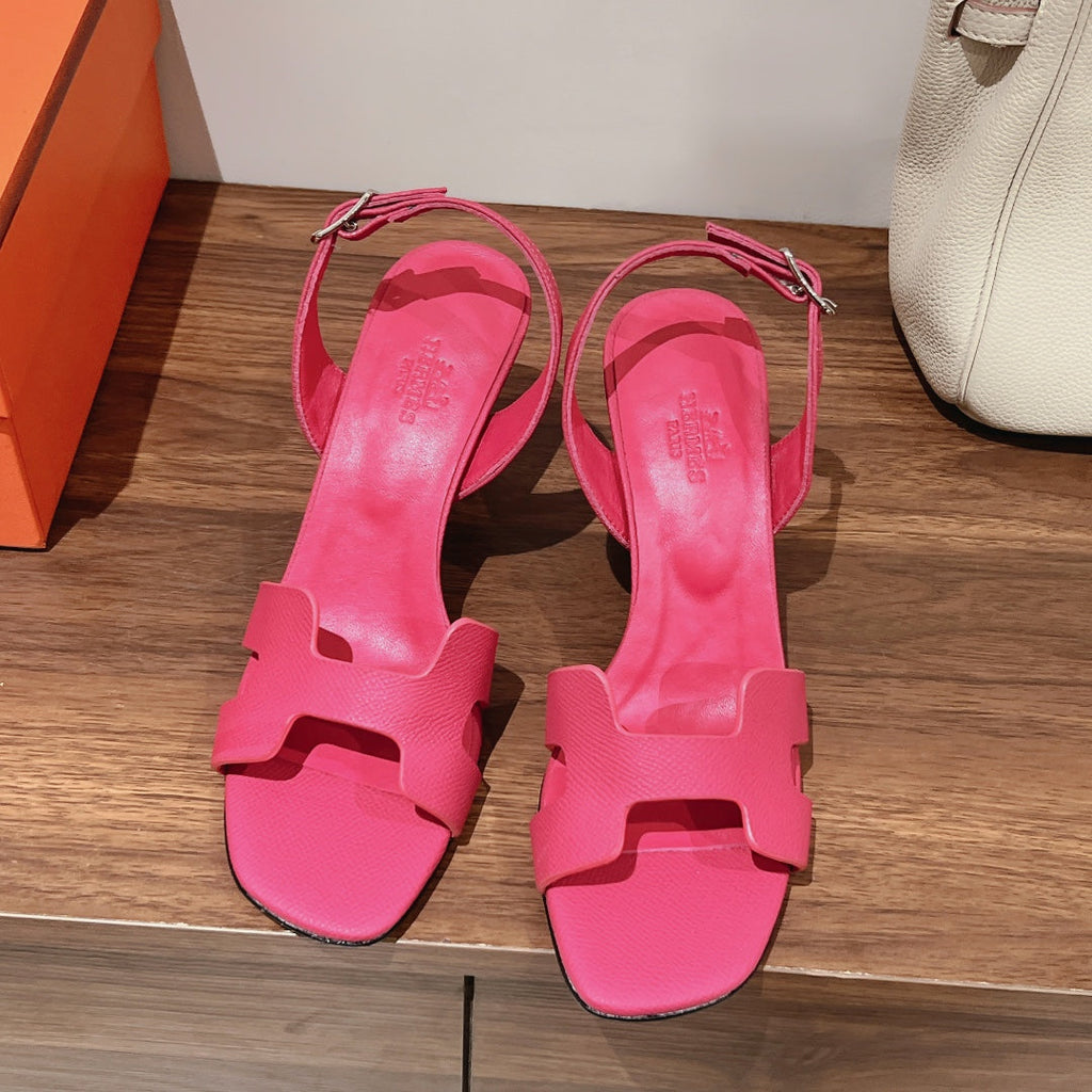 HERMES SLINGBACK SANDAL ETERNITE 75 BRIGHT PINK LAMBSKIN