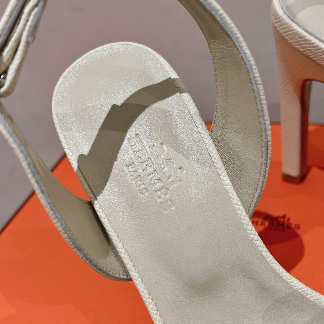 HERMES SLINGBACK SANDAL ETERNITE 105 WHITE LAMBSKIN