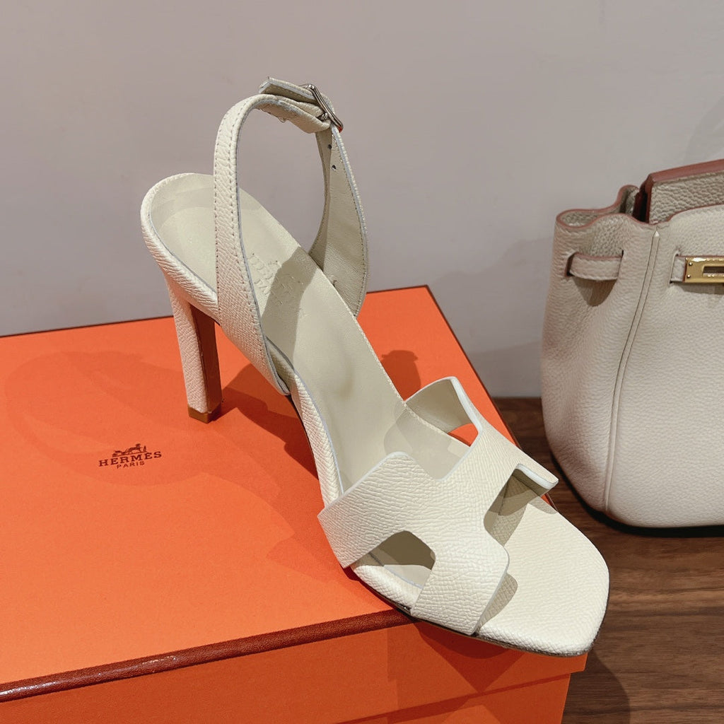 HERMES SLINGBACK SANDAL ETERNITE 105 WHITE LAMBSKIN
