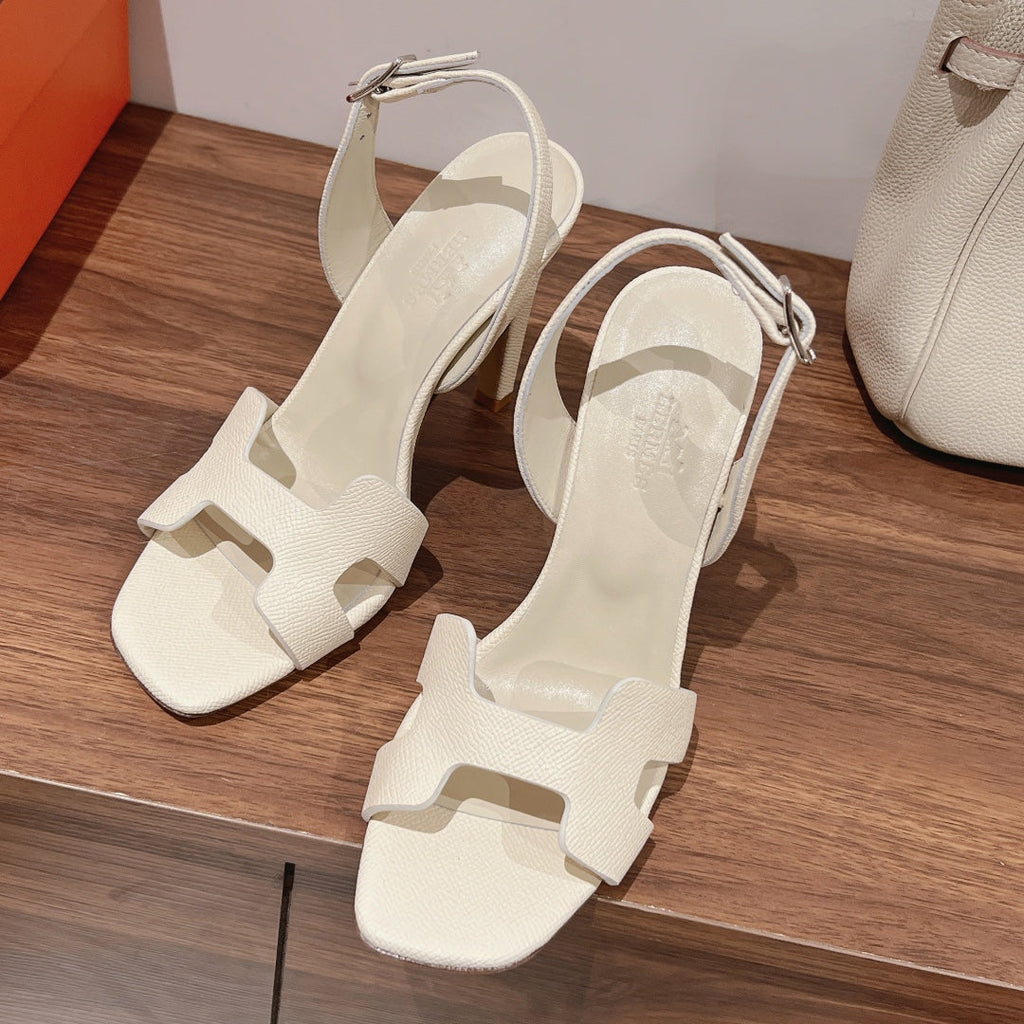 HERMES SLINGBACK SANDAL ETERNITE 105 WHITE LAMBSKIN