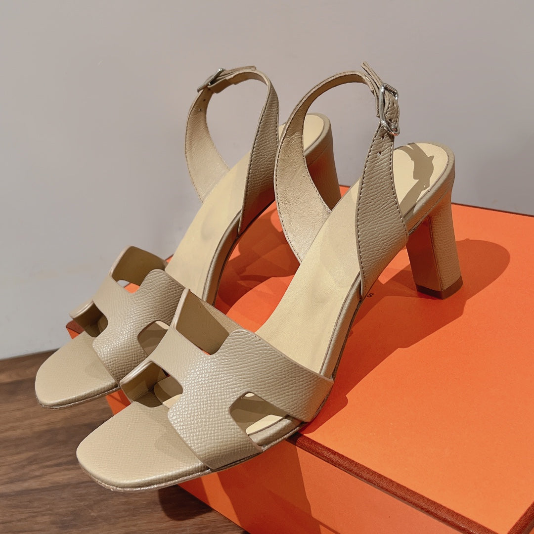 HERMES SLINGBACK SANDAL ETERNITE 75 BEIGE LAMBSKIN