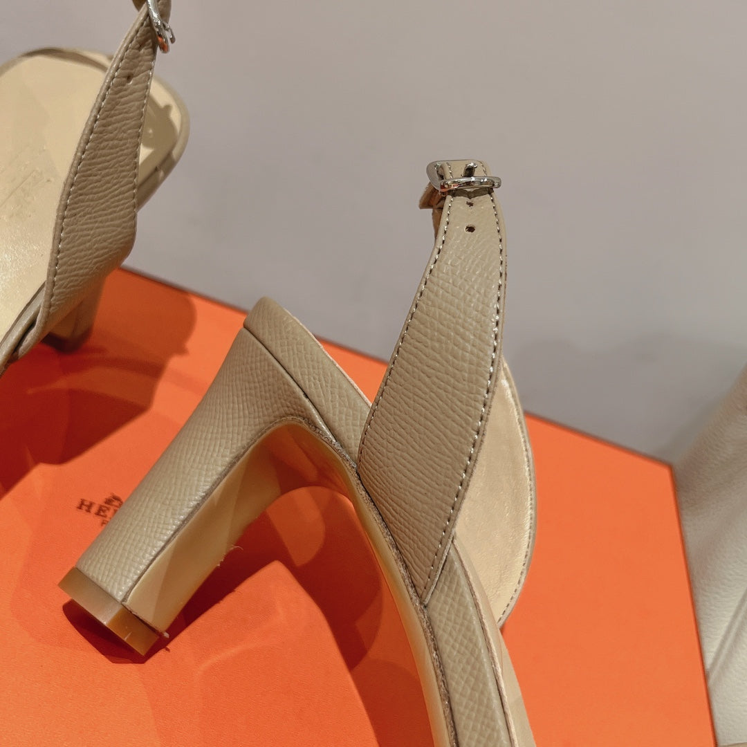 HERMES SLINGBACK SANDAL ETERNITE 75 BEIGE LAMBSKIN