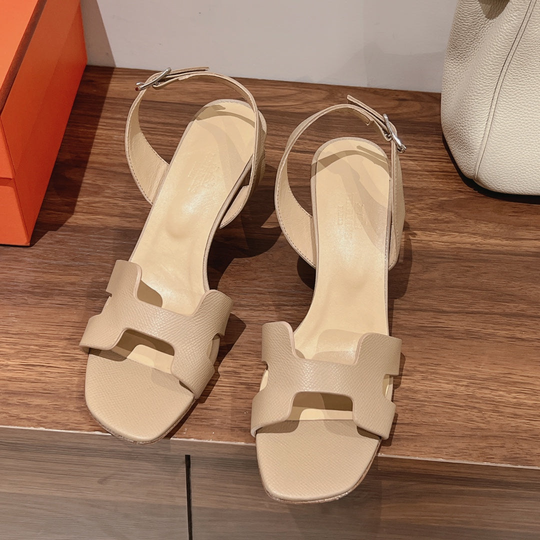 HERMES SLINGBACK SANDAL ETERNITE 75 BEIGE LAMBSKIN