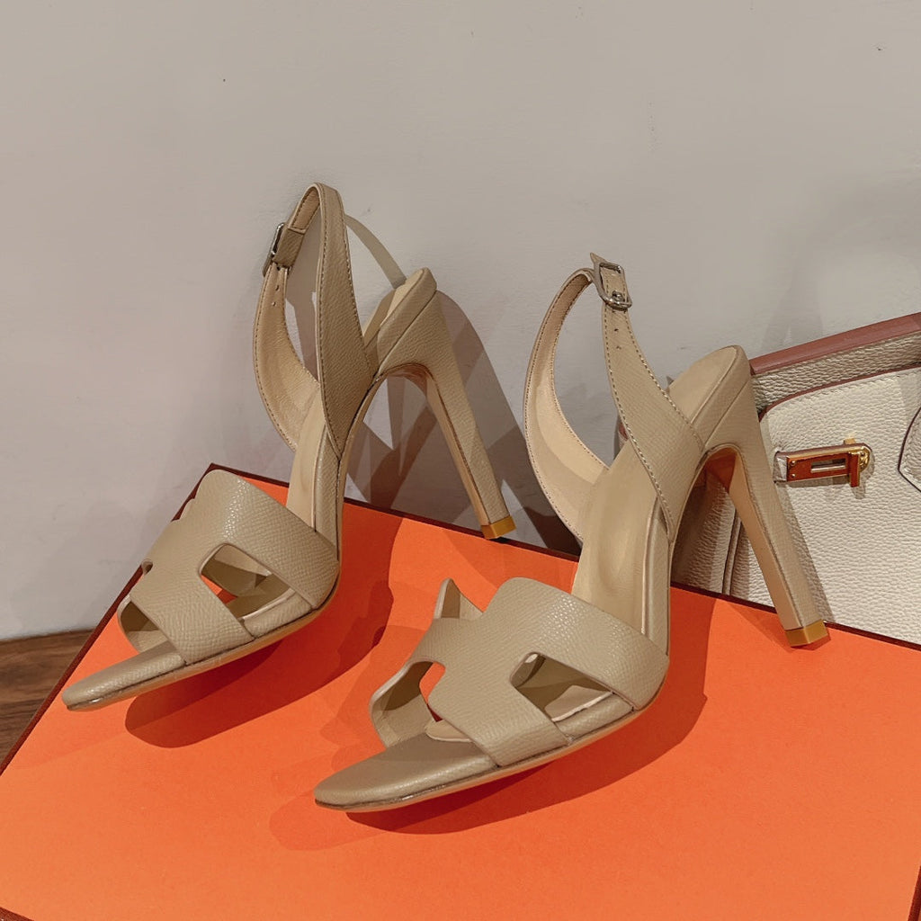 HERMES SLINGBACK SANDAL ETERNITE 105 BEIGE LAMBSKIN