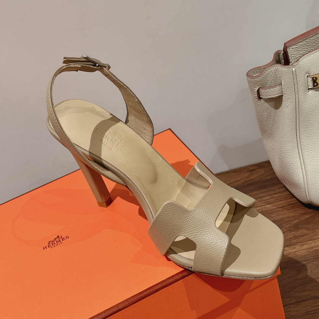 HERMES SLINGBACK SANDAL ETERNITE 105 BEIGE LAMBSKIN