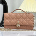DIOR LADY CHAIN BAG 21 IN ALMOND BEIGE LAMBSKIN