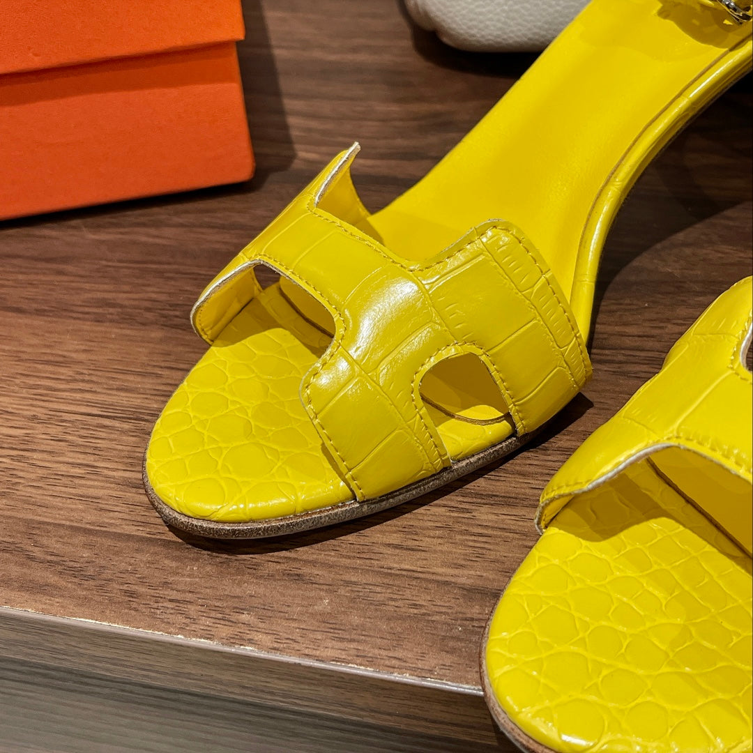 HERMES PREMIERE 70 SANDAL IN BRIGHT YELLOW CALFSKIN